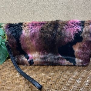 Juicy Couture Faux Fur Clutch with Wrist Strap - Multicolor